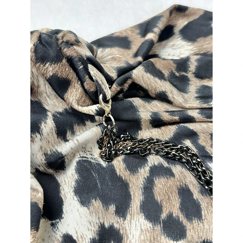 Baby Phat Y2K Leopard Print Ruched Bodycon Mini Dress Women's Small USA